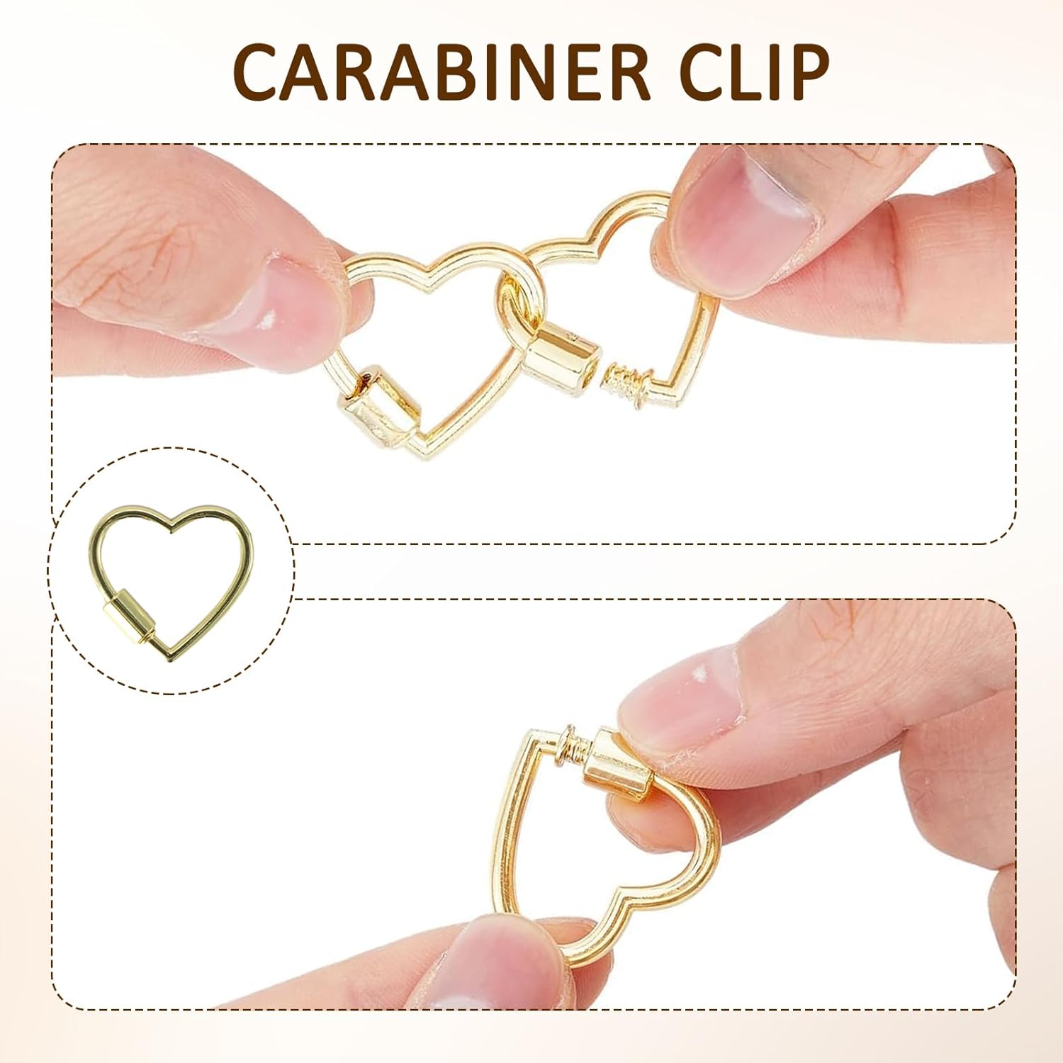 4 Pcs Heart Shaped Carabiner, Heart Keychain Clip, 4 Pieces Screw Carabiner, Screw Lock Keychain, Suitable for Pendant DIY Wallet Handbag Mountain Climbing Hardware Accessories, Multi-Color - Image 3