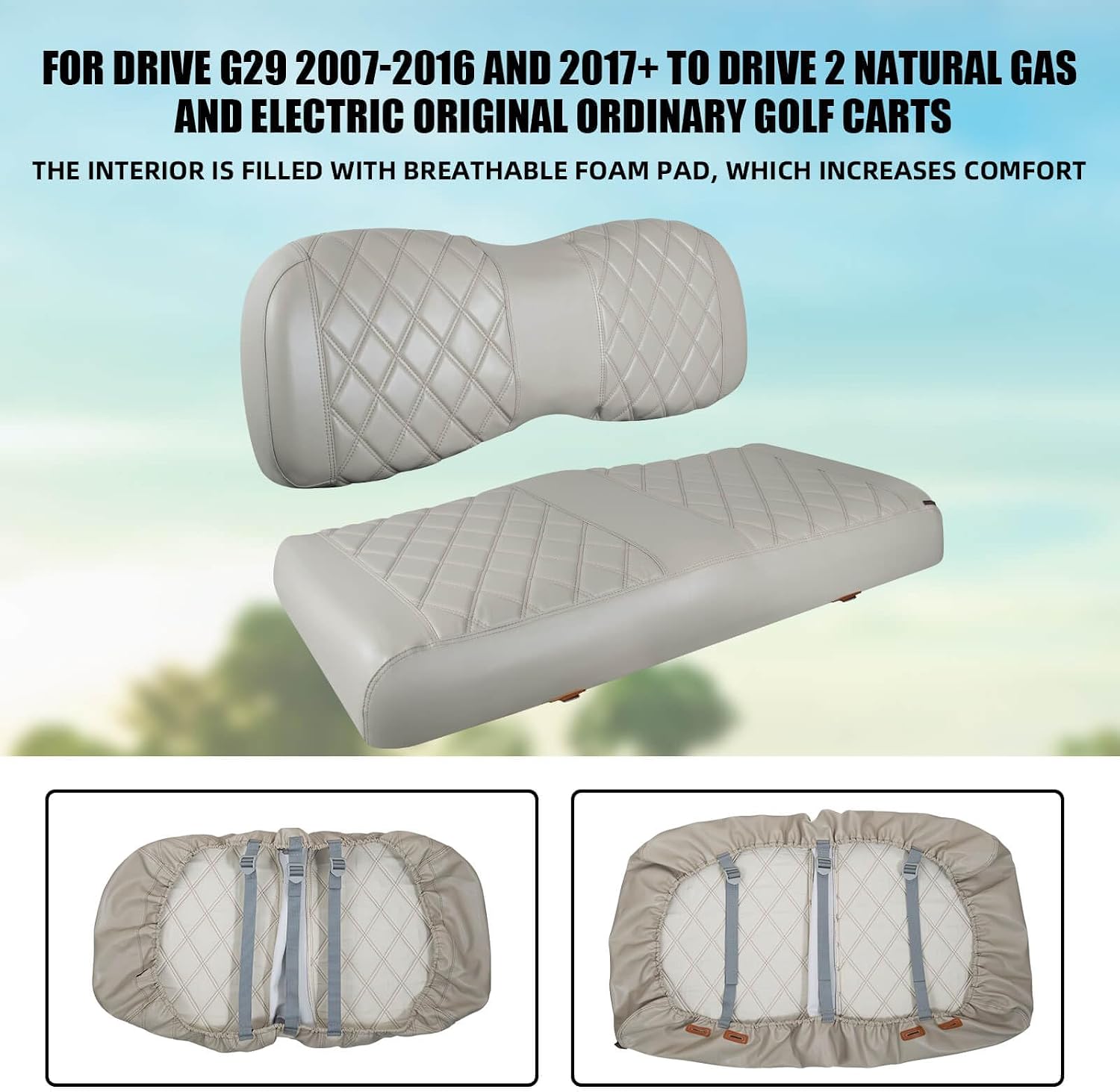 NOKINS Golf Cart Diamond seat Cover for Club Car EZGO Yamaha, Golf cart Vinyl seat Cover