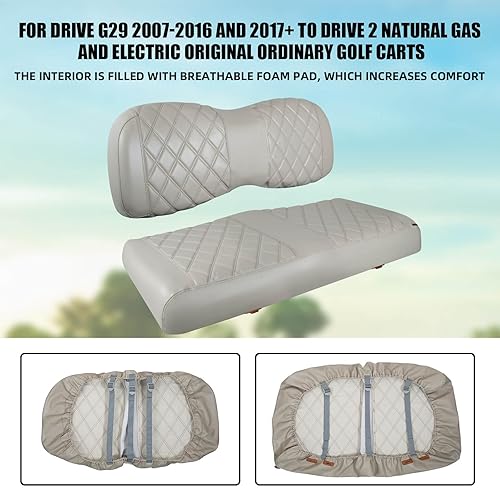 Miniatura 3 de NOKINS Funda de asiento de diamante para carrito de golf EZGO Yamaha, cubierta de asiento de vinilo para carrito de golf