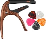 Capo for Acoustic, Electric Guitar, Ukulele and String Instruments, Capo with 5 Picks, Guitar Kapo Clamp (Rosewood)