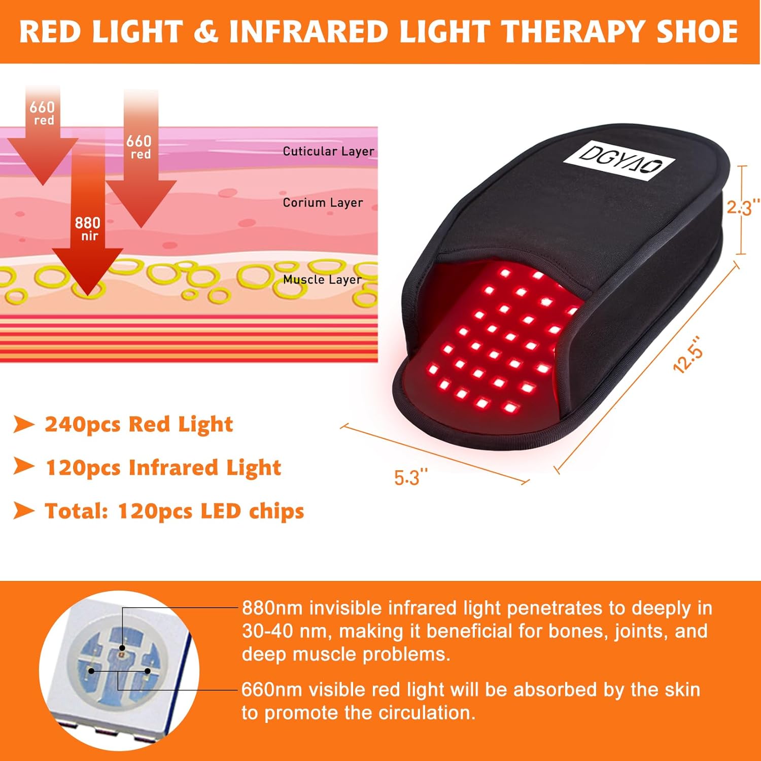 Red & Infrared Light Therapy Device for Foot Pain Relief 660nm & 880nm LED Light Therapy Slippers with Pulse Mode Full Cover Feet Toe Instep Sole Home Use (Two Pads) - Image 2