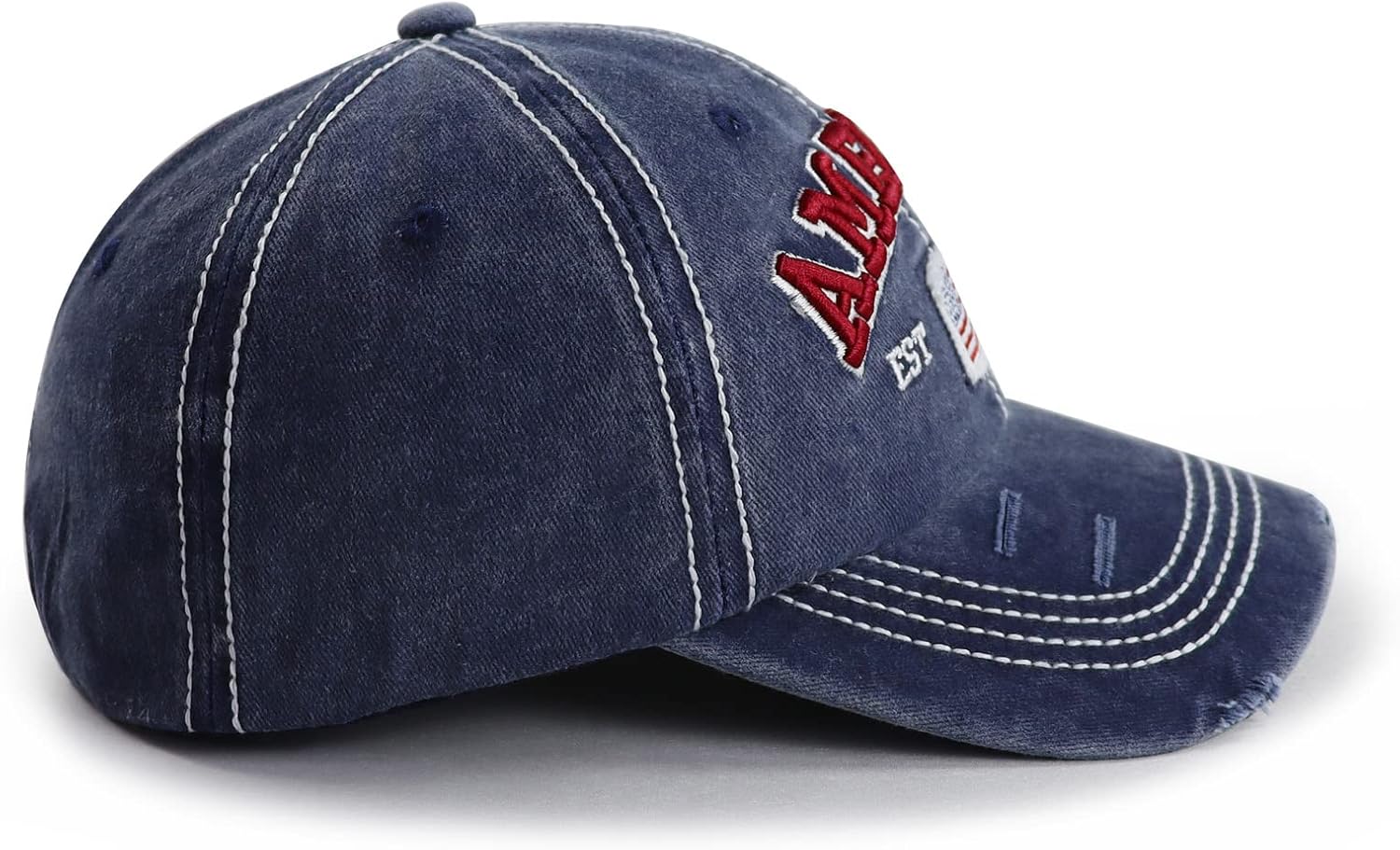 American Flag Hat for Men Women, Funny Adjustable Cotton Embroidered Distressed Baseball Cap - Image 3