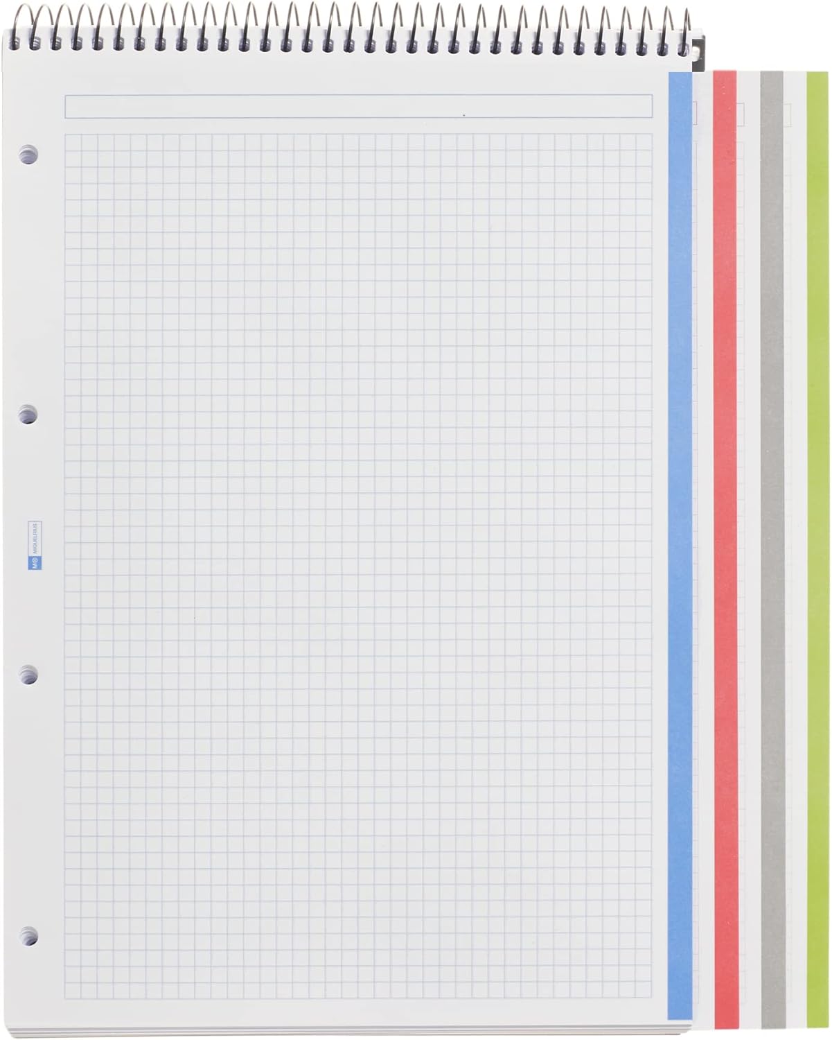 Miquelrius - The Original Graphite Reporter Notebook 4 Colour Strips A4 120 5mm Grid Sheets 70g Paper 4 Holes Compact Card Cover Graphite
