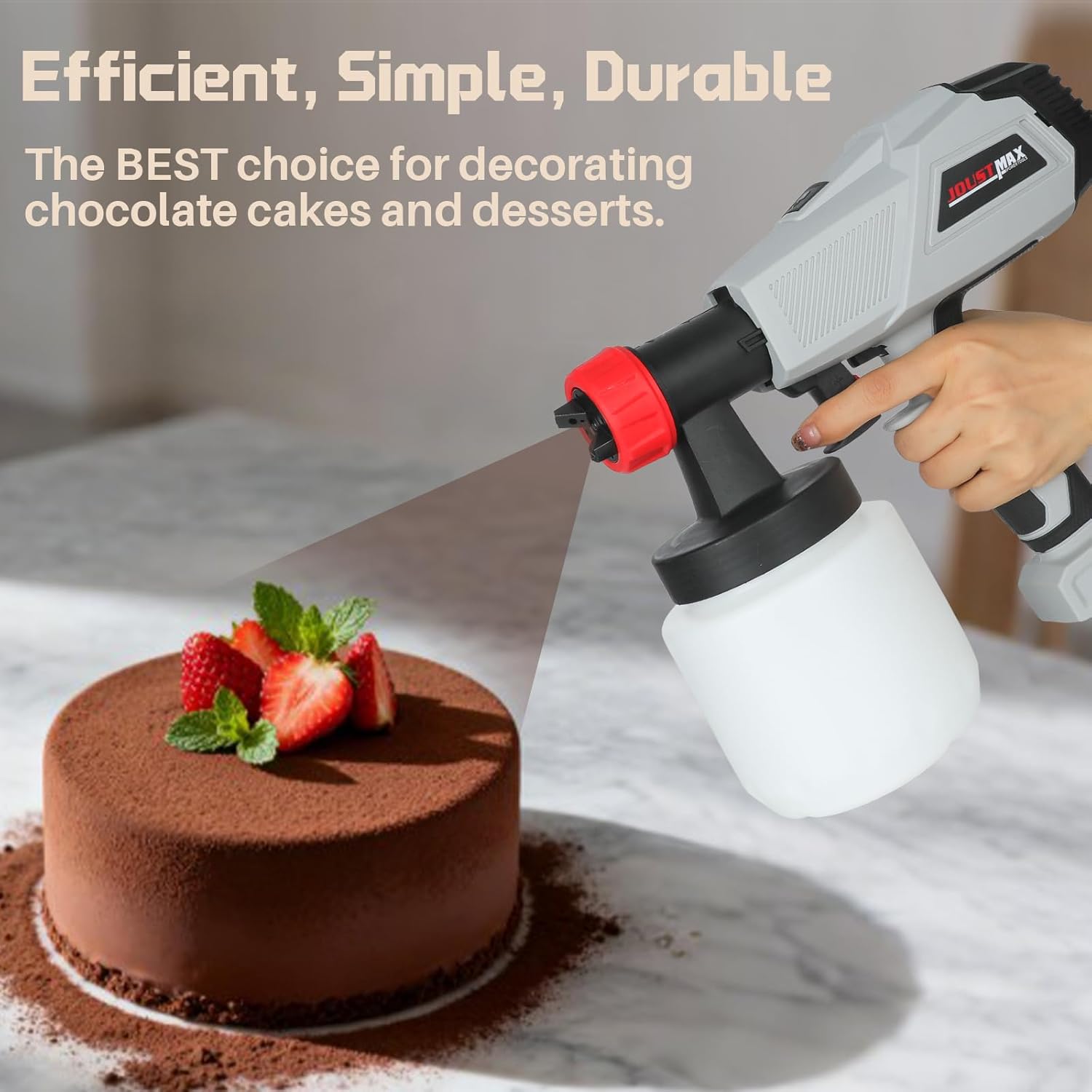 500W Chocolate Spray Gun with 3 Nozzles (1.3/1.8/2.6mm) 3 Patterns, Airbrush Coloring Gun for DIY Baking Cake Dessert Decoration or Industrial Painting