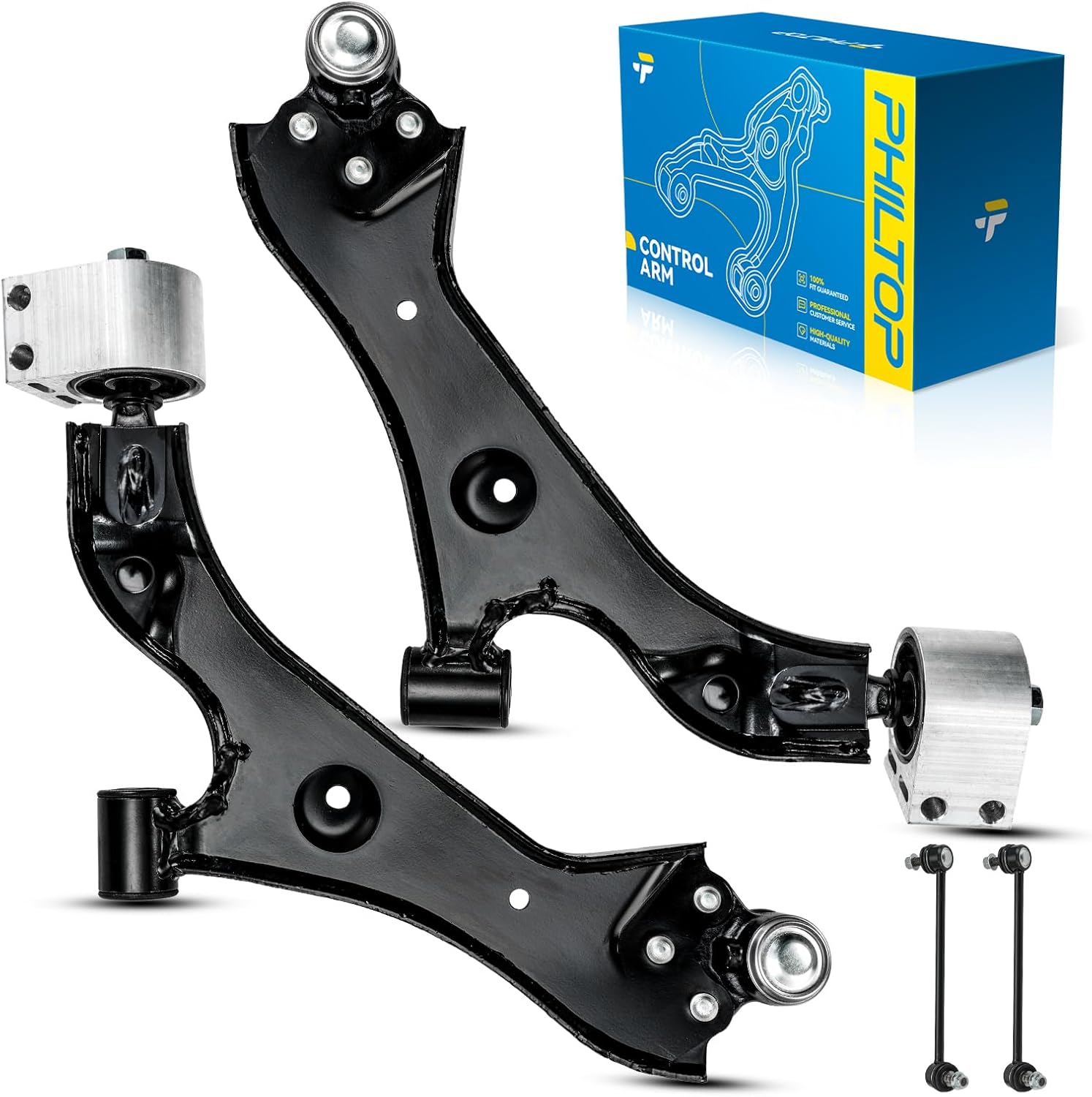 PHILTOP Front Suspension Kit Lower Control Arm w/Ball Joint & Stabilizer Sway Bar End Link Compatible with Chevrolet Captiva Sport 2008-2010 for Saturn Vue Suzuki XL-7 2012-2015 K620661 K621490 4pcs