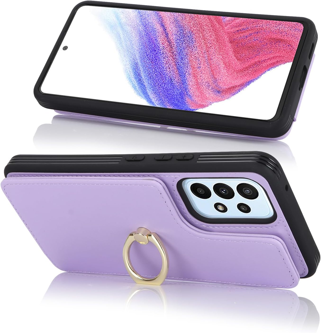 Lipvina for Samsung Galaxy A53 5G Case with Card Holder,Galaxy A53 5G Case Wallet for Women,Credit Card Holder,Ring Stand,Phone Wallet Cases 6.5"(Purple)
