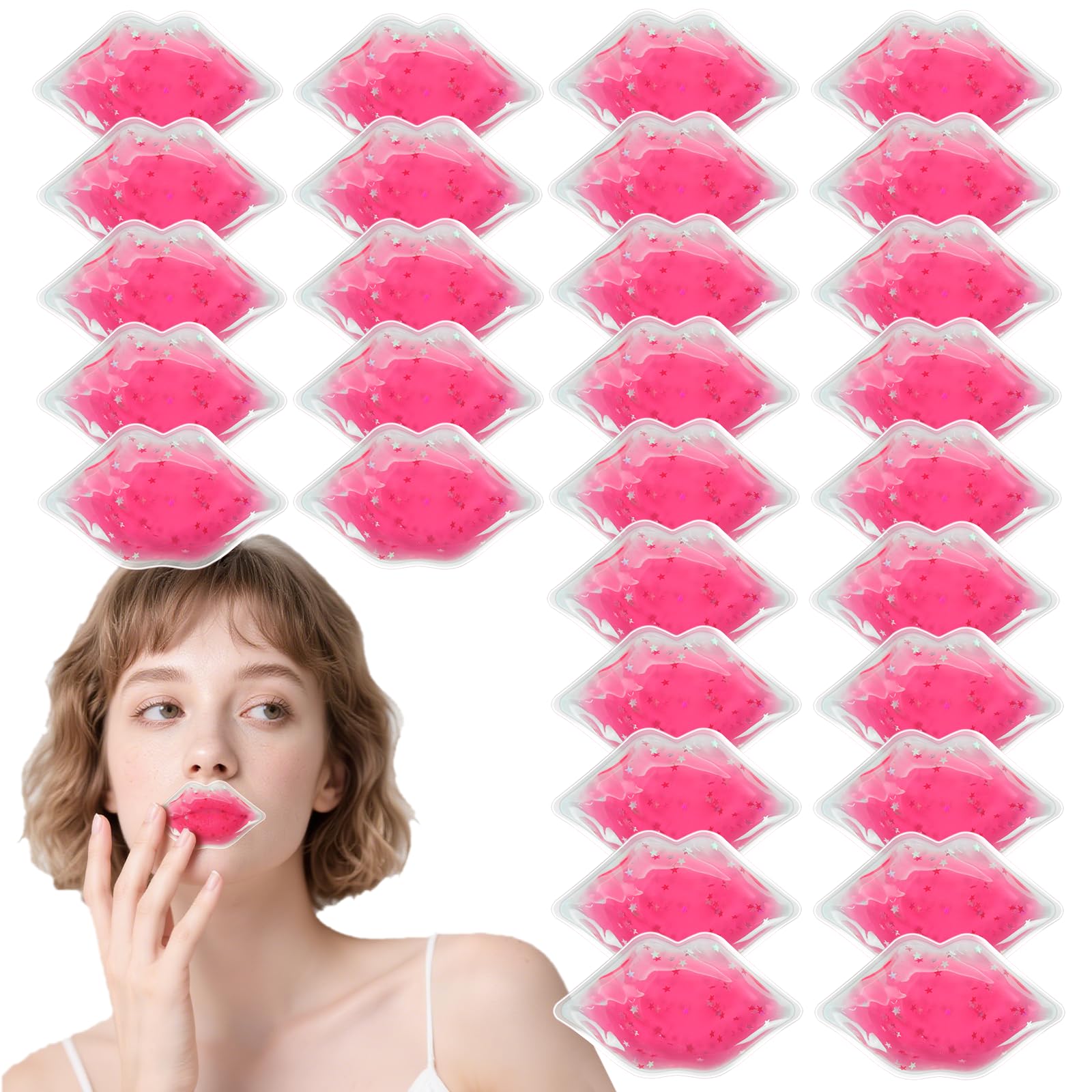 Lip Masks, Lip Shape Gel Ice Pack, Gel Ice Pack for Lip Filler After Care, Reusable Hot Compress, Lip Care Pad for Reduce Swelling(30 pcs)