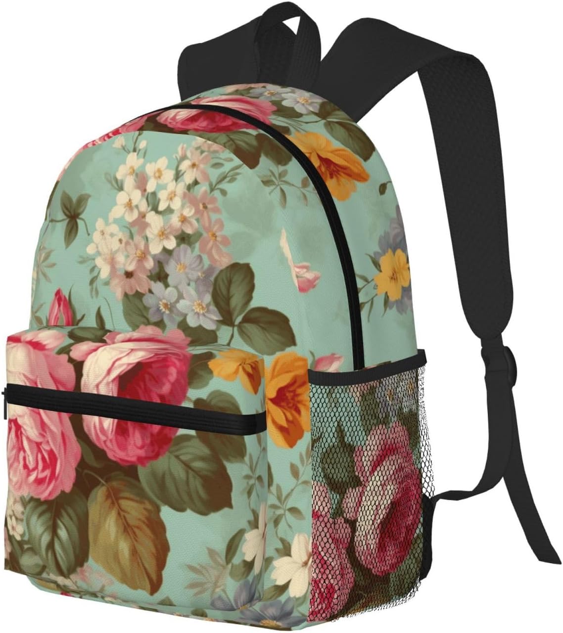 Travel Backpack for Women Men Lightweight Laptop Bag Vintage Floral Flowers Backpack Casual Daypack