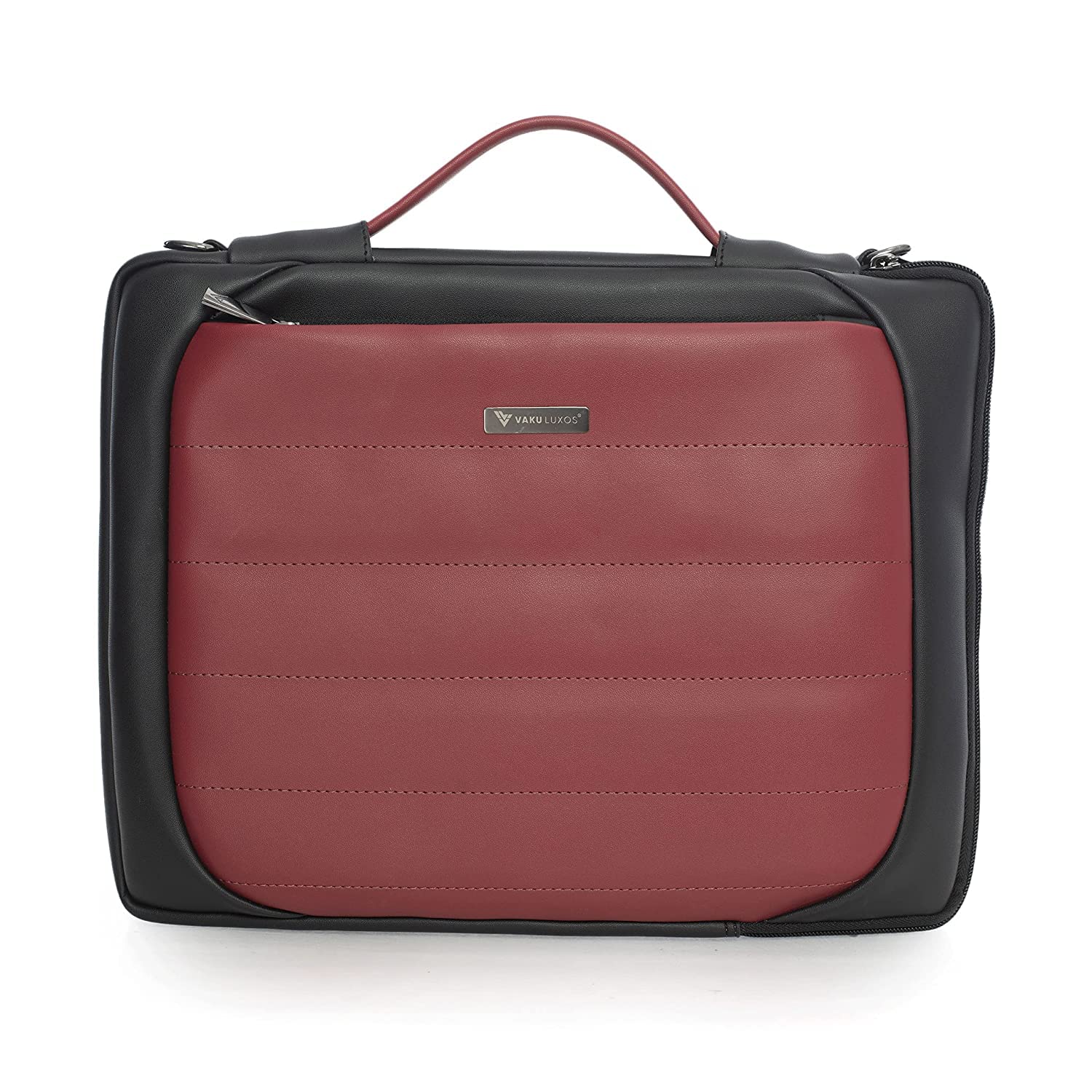 Vaku LuxosLasa Chivelle Premium Collection Leather Laptop Messenger Bag | Briefcase compatible with MacBook 13"|14" with adjustable strap (Black & Red)