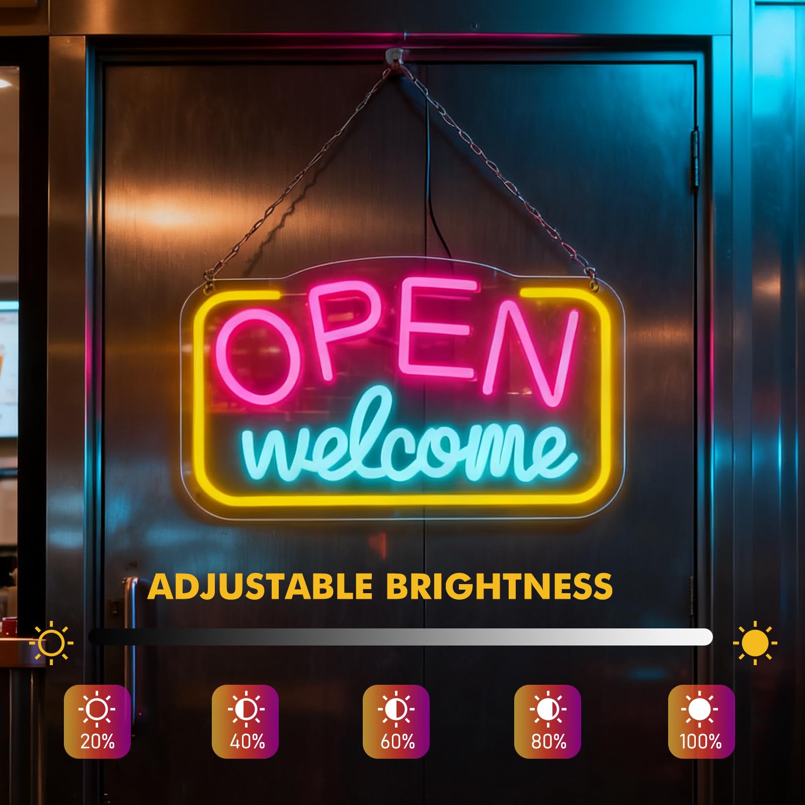 Open Insegna Al Neon Di Benvenuto, Insegna Al Neon Aperta 43 X 23 Cm, Cartello A Led Open Neon Alimentata Tramite Usb, Pannello Luminoso Al Neon Per Bar, Gaming, Camera Da Letto, Decorazione Verticale