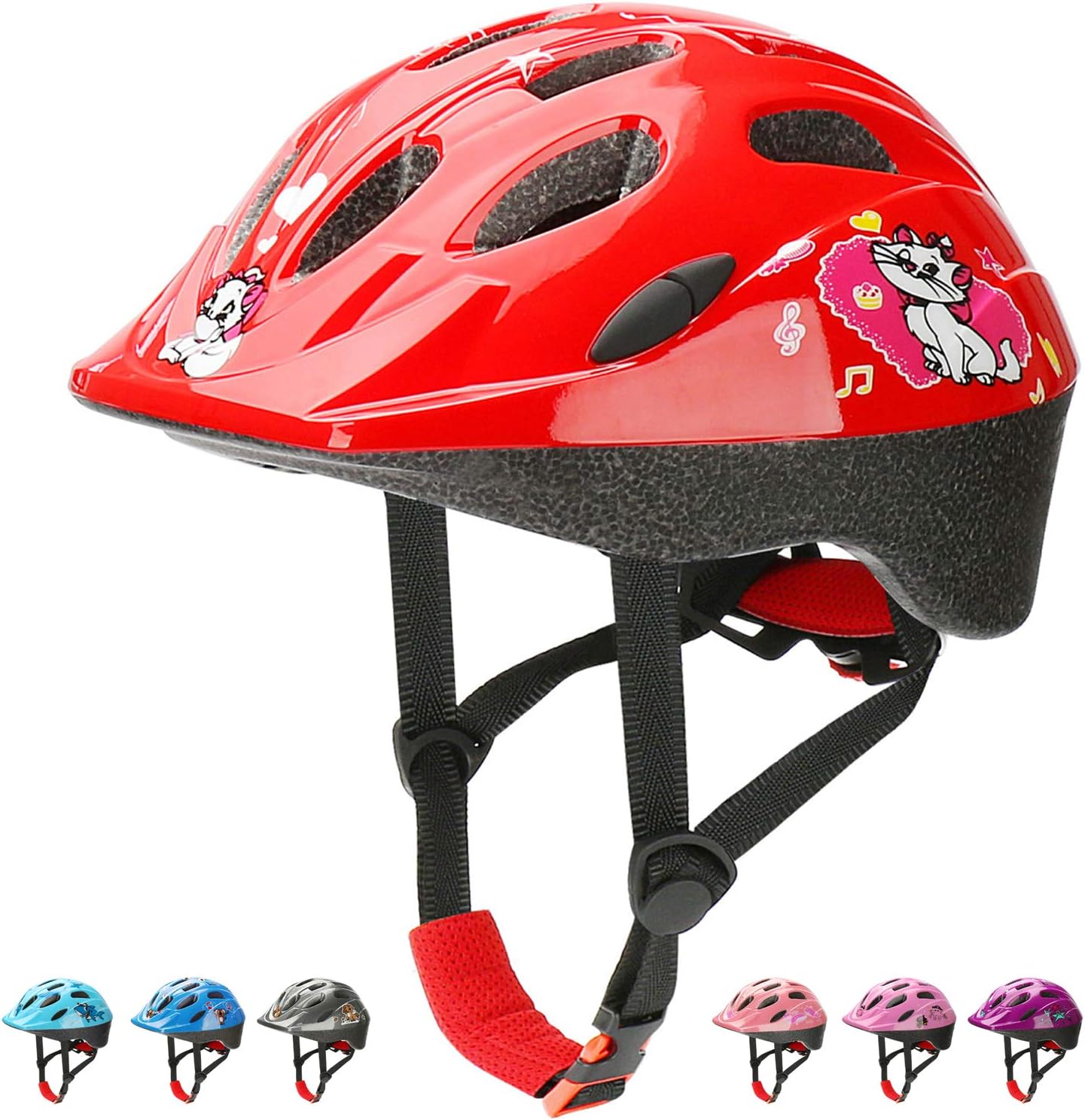 KAMUGO Kids Bike Helmets, Toddle Helmet for Ages 2-7 Boys Girls, Adjustable Multi-Sport Skating Scooter Bicycle Helmet with Cartoon Designs