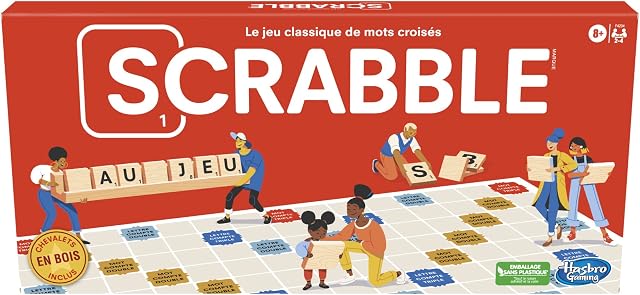 Scrabble Board Game, Classic Word Game for Kids Ages 8 and Up, Fun Family Game for 2-4 Players, The Classic Crossword Game (French Version)
