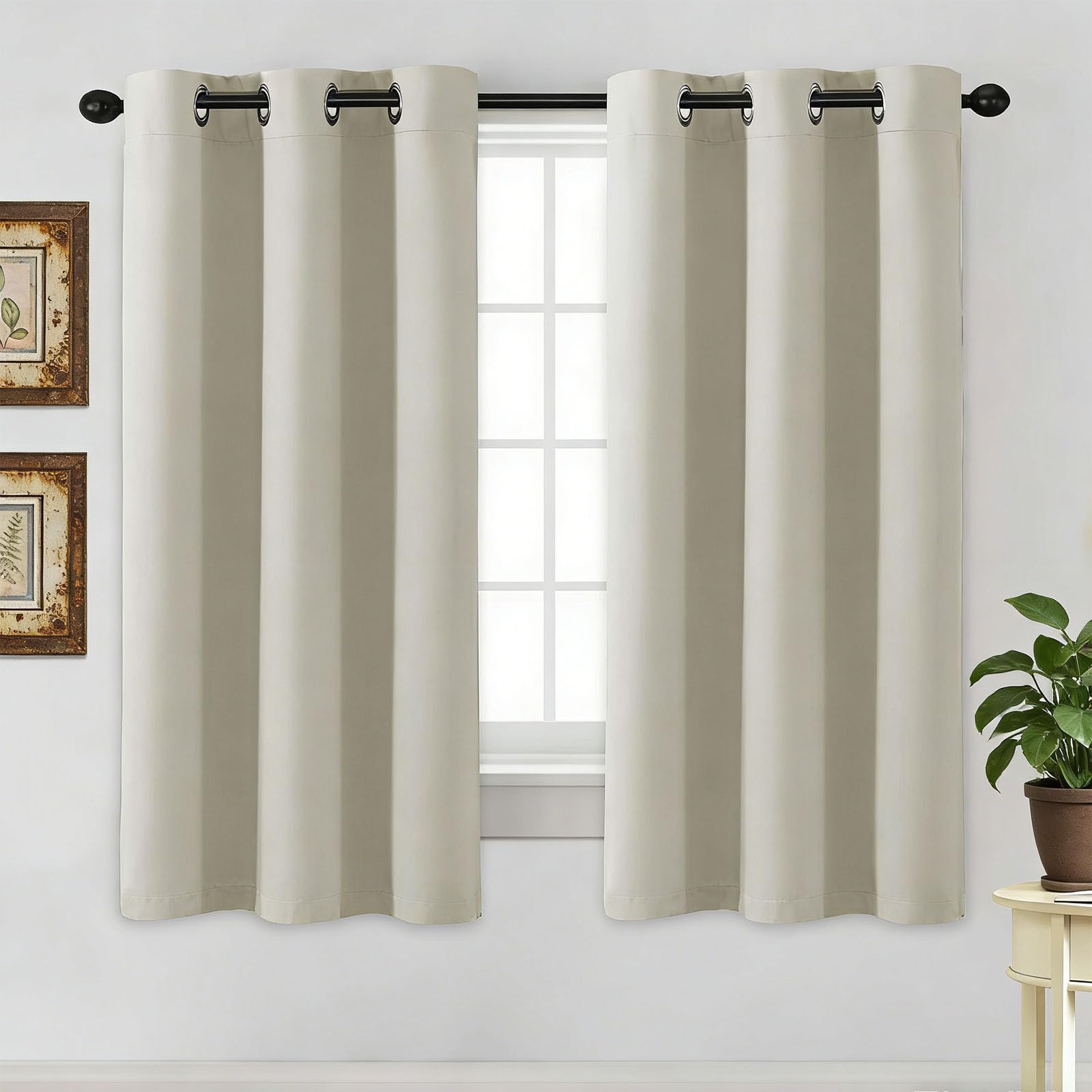 Rideau occultant haut de gamme 165x140 isolation thermique renforcée beige opaque