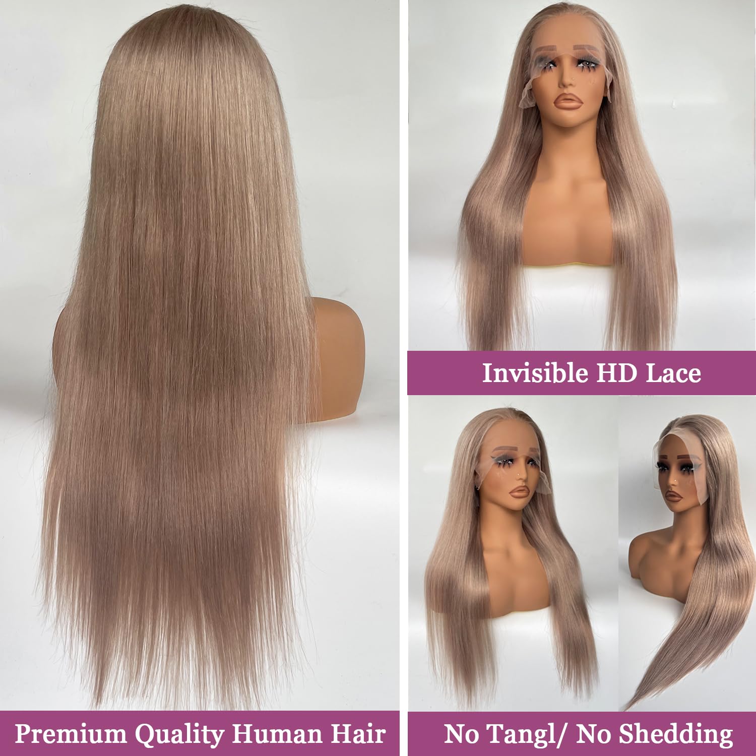Amazon.com : Ash Blonde Wig Human Hair, 13x6 Lace Front Wigs  display picture 2