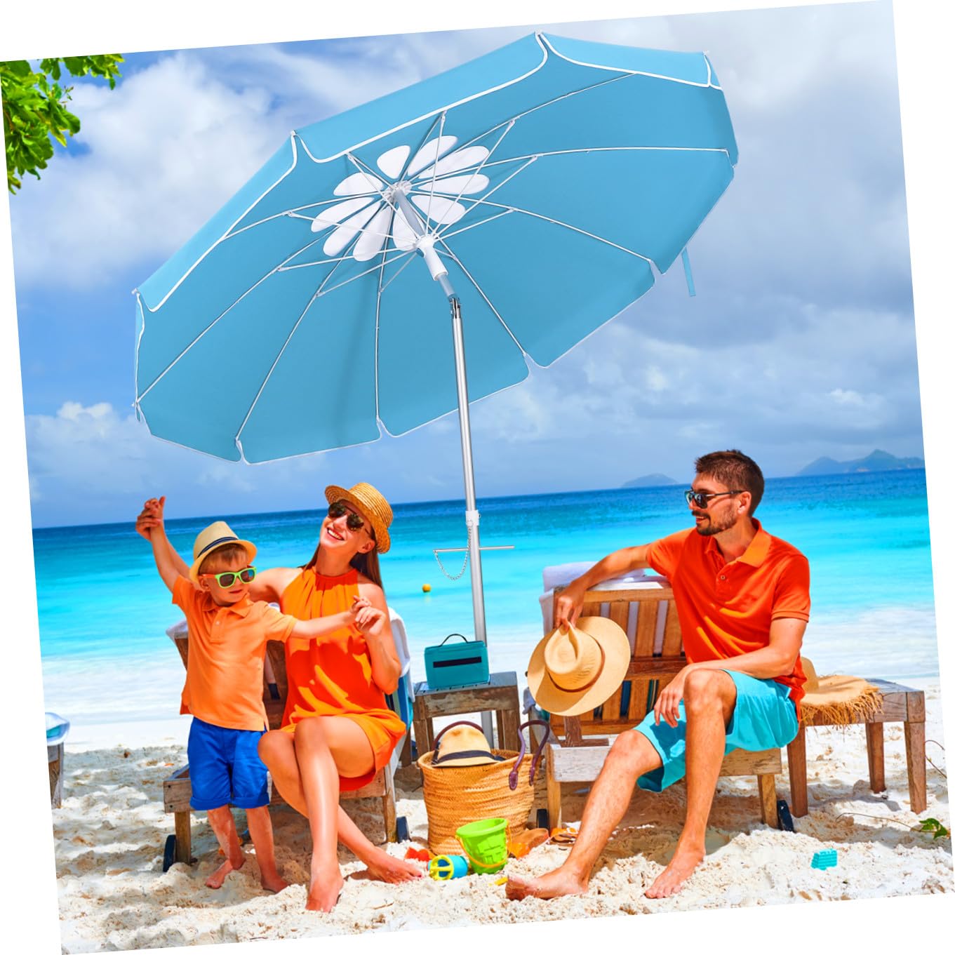 Przenośny Parasol Plażowy 6 5 Stopy Wzór Płatków Osłona Przeciwsłoneczna Wentylacja Ochrona Przed Promieniowaniem Uv Parasol Morski Z Mechanizmem Pochylania Do Podróżowania Po