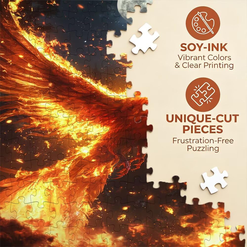Puzzle 5000 sztuk, Ogień Feniks 3D Puzzle dla dorosłych wymagające, artystyczne puzzle edukacyjne, zabawne i stymulujące dekoracyjne puzzle dla rodziny, prezent i dekoracja ścian DX0YL6-461