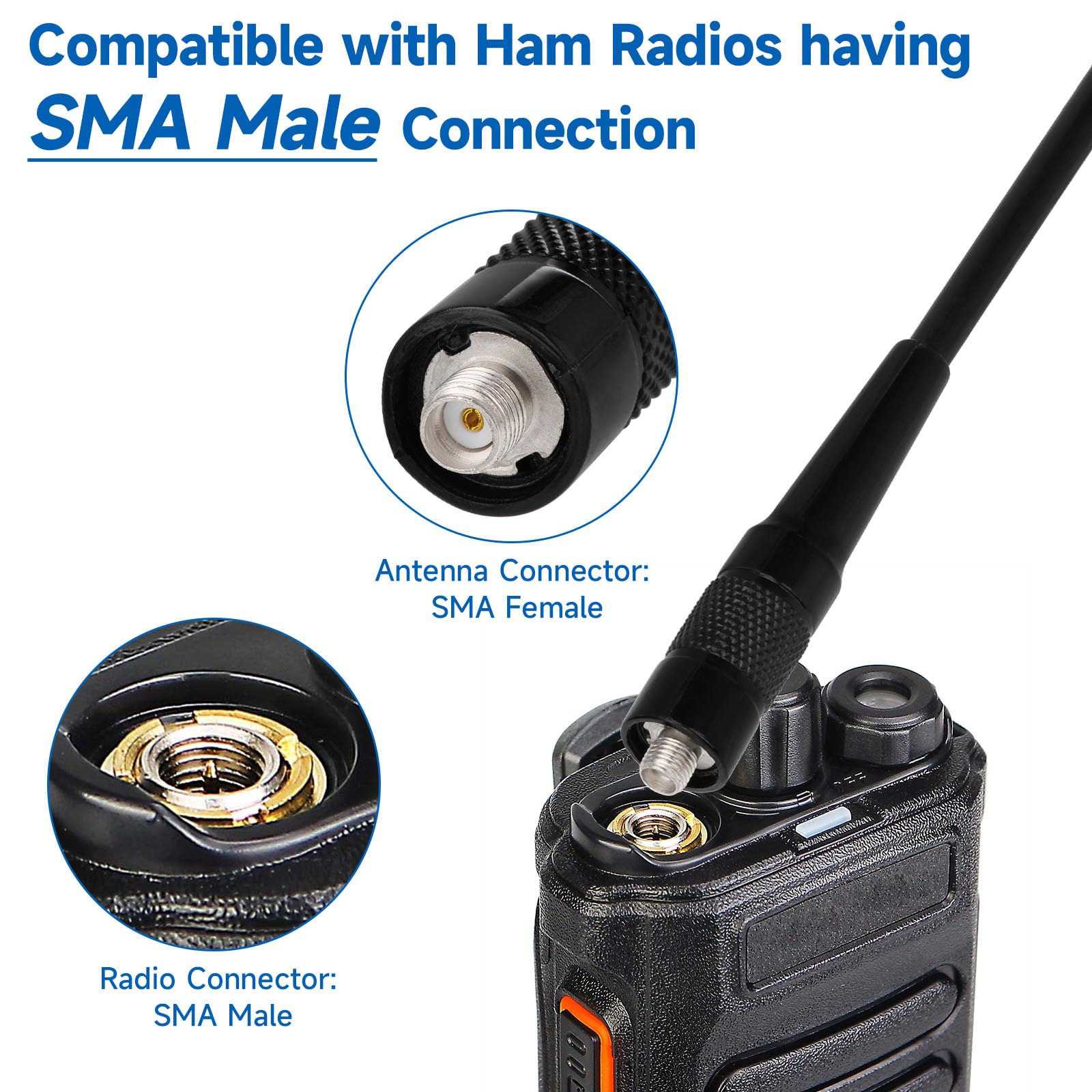 Eightwood Antenne Talkie-walkie Double Bande - Antenne Radio Portable - Antenne Radio SMA Two Way - pour Ham Radio Baofeng UV-82 UV-5R RT5R RA79 Quansheng Kenwood