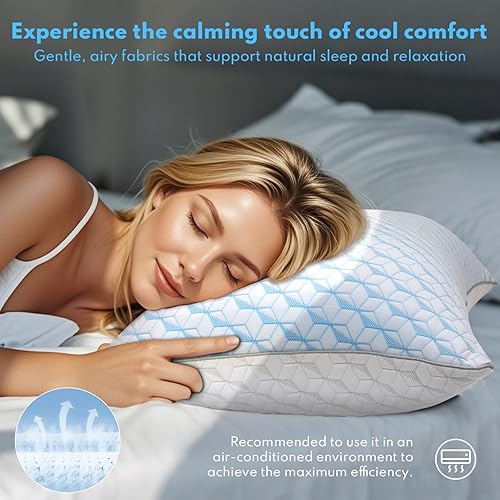 Miniatura 4 de Almohadas de cama tamaño Queen para dormir, juego de 2 almohadas suaves y transpirables alternativas para dormir de lado, espalda y estómago,