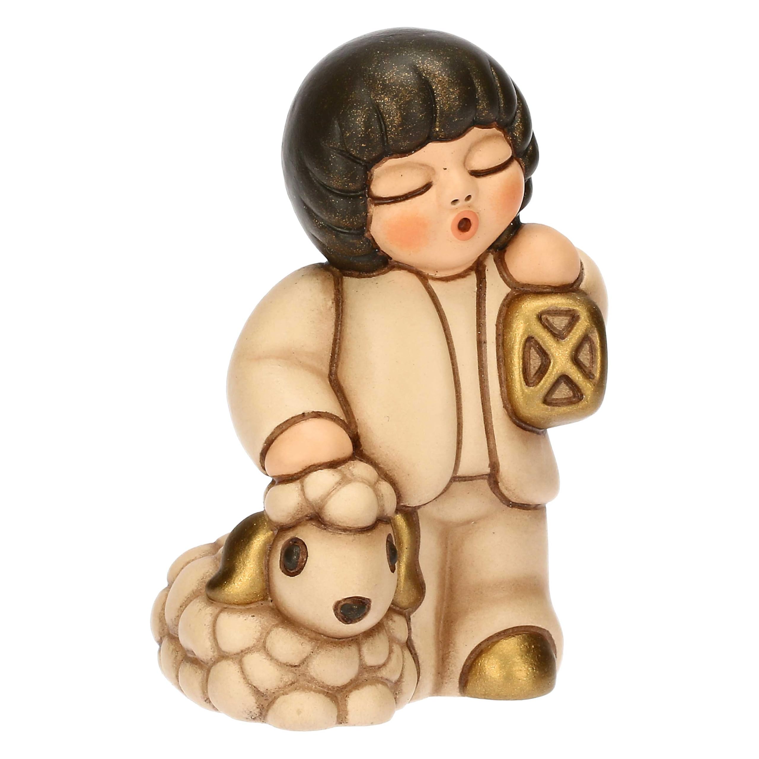 THUN - Bimbo con lanterna - ceramica - Collezione Presepe Classico - 4,5 x 3,4 x 6,5 cm