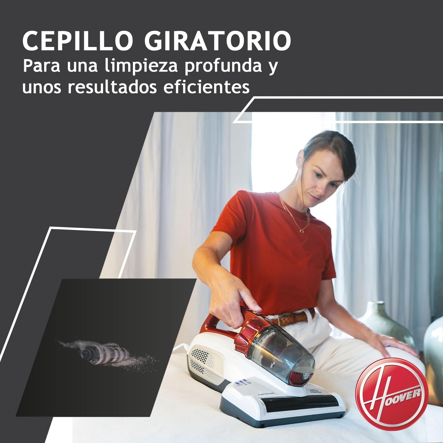 Hoover Ultra Vortex showing the rotating brush for deep cleaning