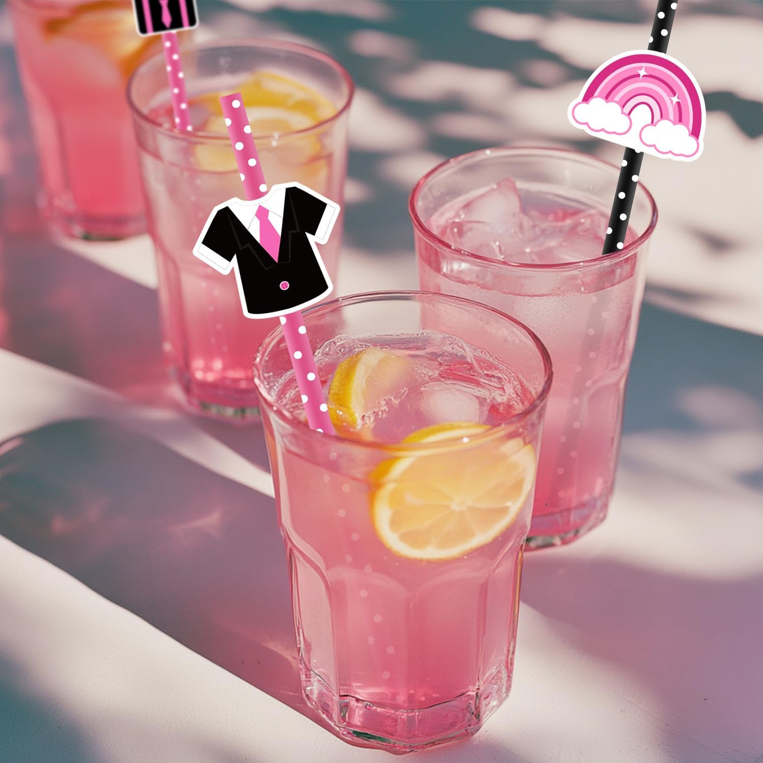 50Pcs Boss Paper Straws for Drinking, Boss Girl Baby Theme Party Favors Happy Bossday Straws Pink Black Double Printed for Baby Glir Boss Baby Shower 1st Birthday Gender Reveal Party Favors Supplies