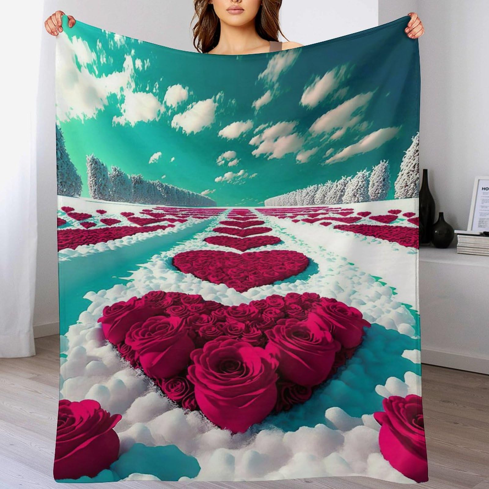 Manta rosa cálida para camping y viajes colcha ligera de exterior 180x200