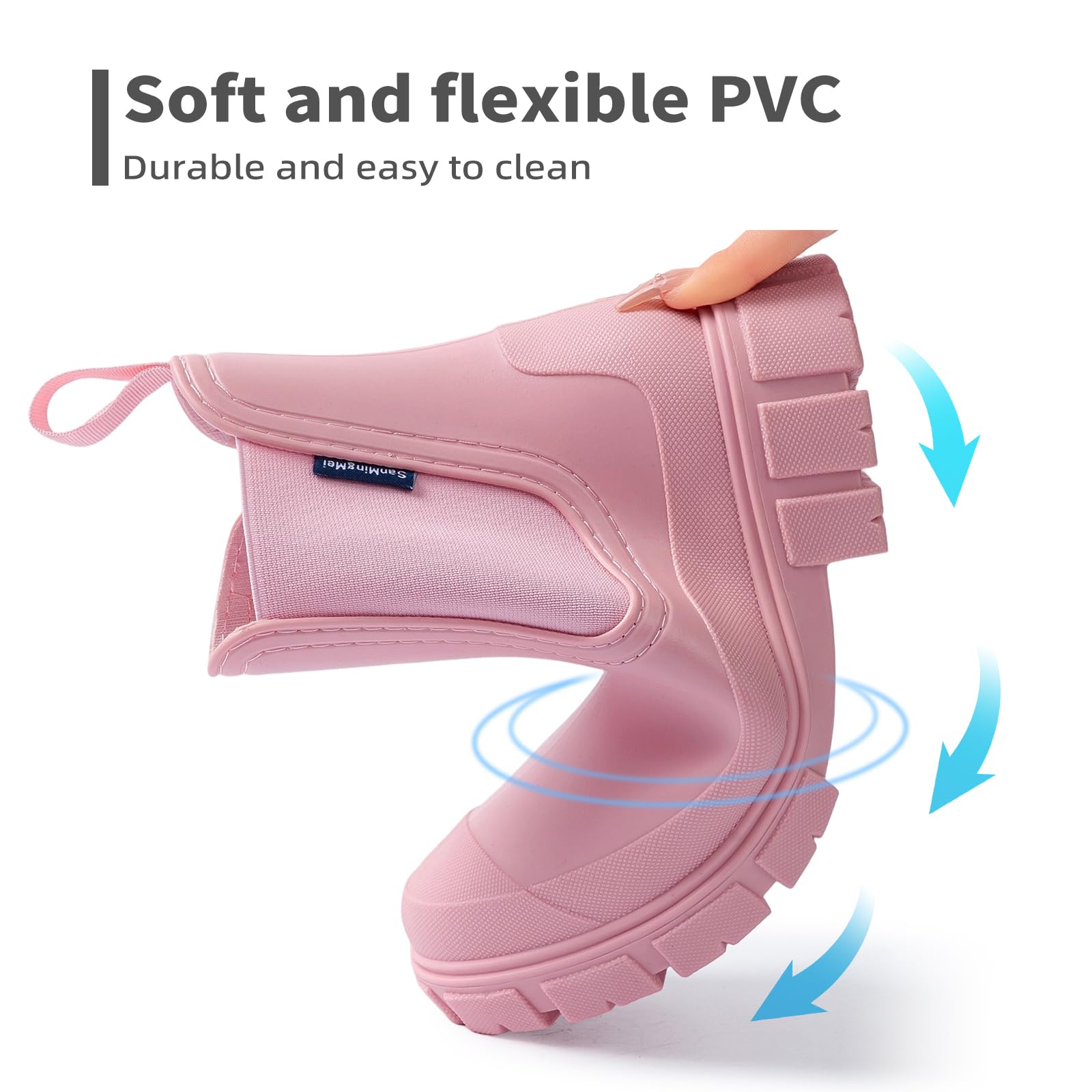 DRECAGE Femmes Bottes de Pluie Courtes Impermeable Caoutchouc Botte Antidérapant Légères Chelsea Bottines Confortables Jardinage Chaussures