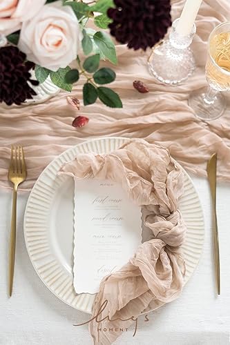 Miniatura 10 de Ling's Moment Paquete de 10 servilletas de gasa para recepción de boda, manteles rústicos bohemios para fiestas de vacaciones (juego de 10, azul