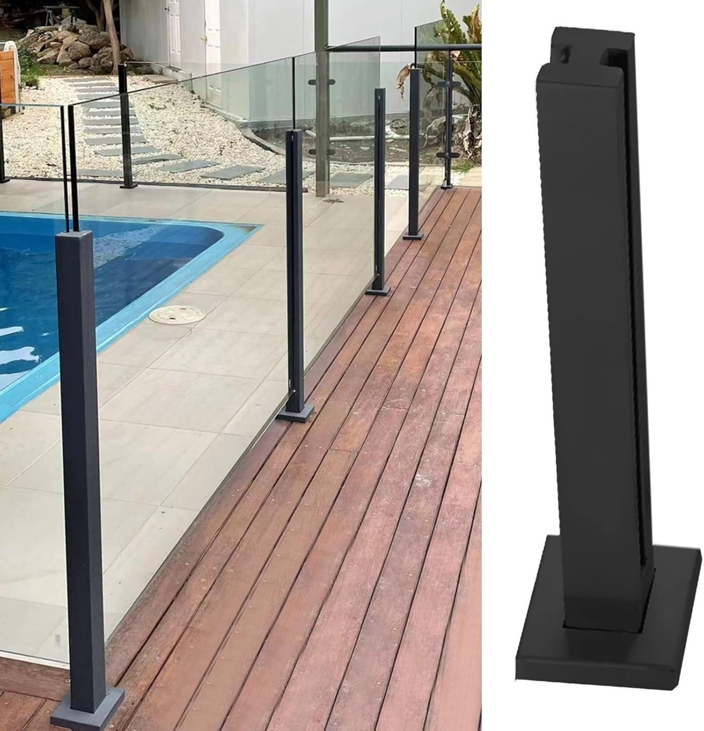Barandilla de acero inoxidable negra para postes de piscina y balcón de 85 cm y valla segura para sistemas de barandilla modernos.