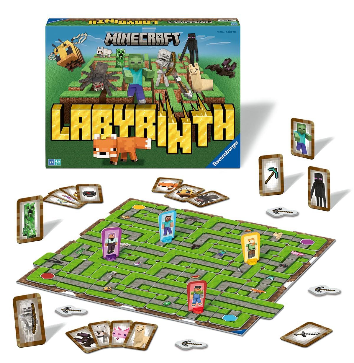 Ravensburger - Labyrinth Minecraft | Juegos Niños 7 Años | 2-4 Jugadores | Laberinto Juego De Mesa Minecraft | Regalo Niño 7 Años
