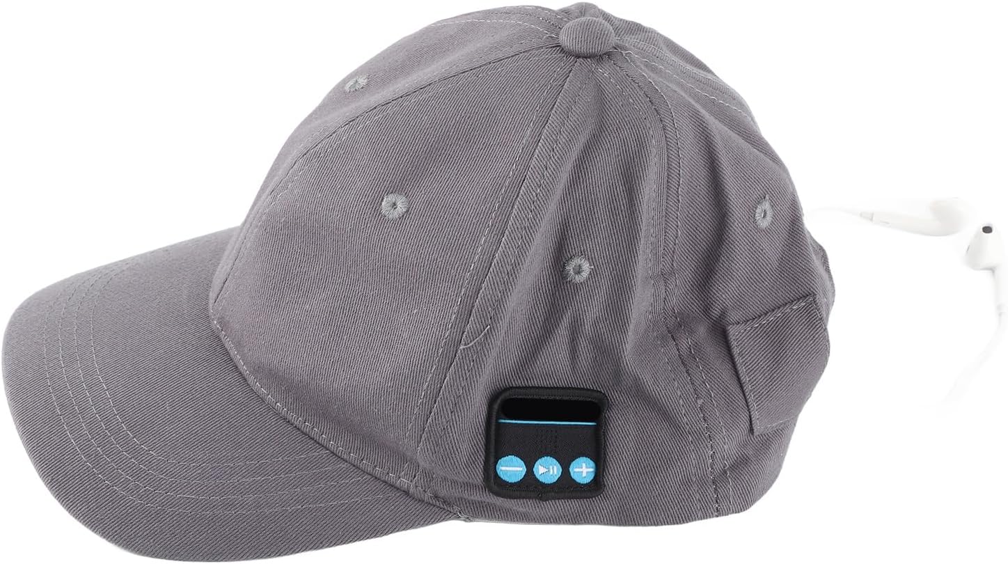 6Colors Wireless 4.2 Headset Headphone Hat for Running Gym Music Sport Baseball Cap (Dark Gray) image 4