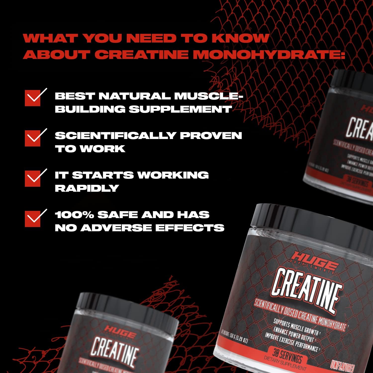 Huge Supplements Creatine Monohydrate Powder