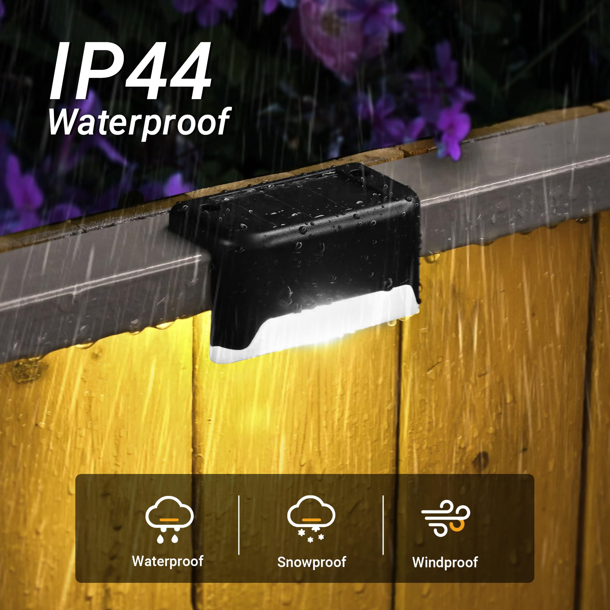 Solpex 12 fanali solari per recinzione, impermeabili, per scale esterne, scale, recinzioni, cortili, terrazze e sentieri (nero, bianco)