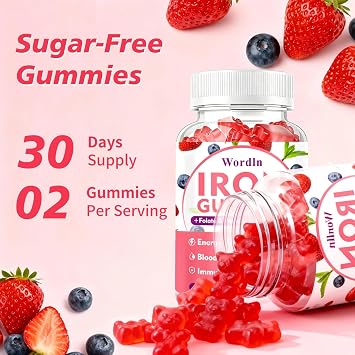 Iron Gummies for Women, Men & Kids for Energy Support & Immune Health