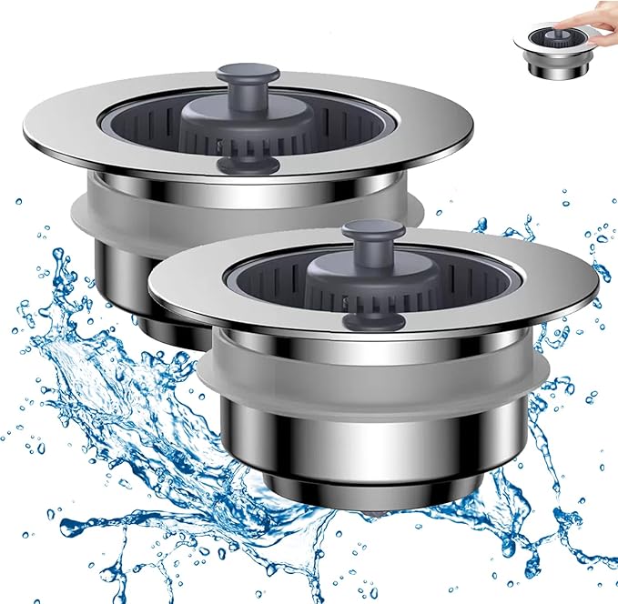 Set of 2 Drain Plugs and Strainer Kitchen Sink, 3in1 PopUp Floor