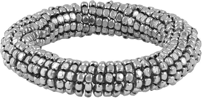 Touchstone Indian Colorful Bead Bracelet Bollywood Beaten Metal Beads Openable Broad Cuff Bracelet in Gold or White Tone for Women.