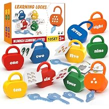 GEERAY Toddler Lock and Key Set, 10PCS Montessori Educational Toy, Numbers Matching & Counting Fine Motor Learning Lock Toys for Ages 3+, Preschool & Kindergarten Classroom Must Haves, Birthday Gifts