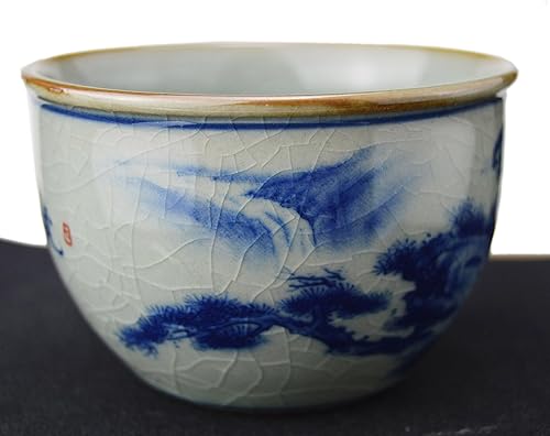 Miniatura 4 de Jingdezhen Pintado a mano aullando tigre crackle patrón de hielo japonés chino cultural cerámica porcelana taza de té Ochoko Sake taza tradicional
