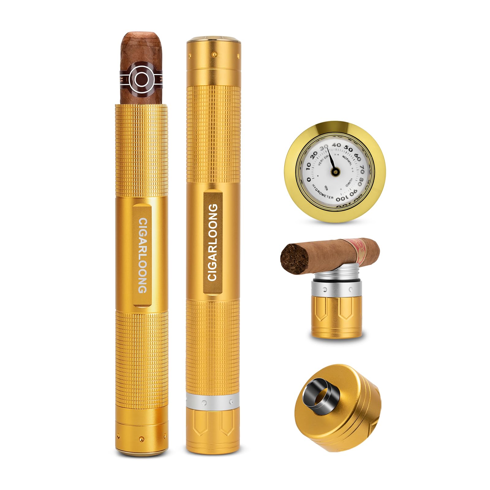 Tube à cigares portable pour le voyage avec support et hygromètre de précision