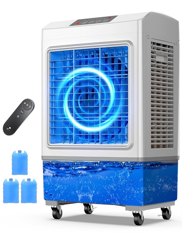 Large Swamp Cooler Air Conditioner, 3 Speeds&3 Ice Boxes, Portable Cooling Fan for Garage Outdoor Indoor Large by AIRTHRYL - Used condition - US$123.61