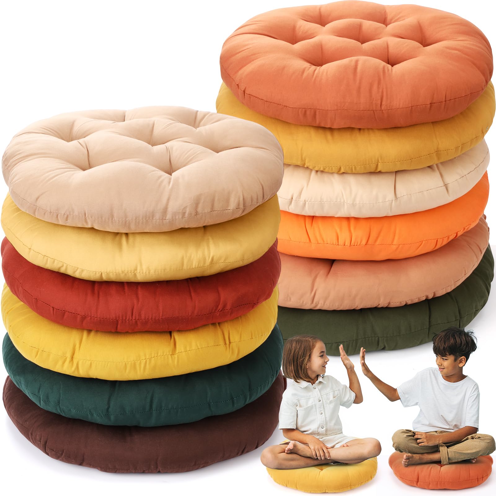 Photo 1 of ***FACTORY SEALED - OPENED FOR INSPECTION***
Fumete 12 Pcs Round Floor Pillows Cushions Seating 16 x 16 Inches Floor Round Cushions for Kids Toddlers Flexible Reading Chair Pillows for Classroom Home School Playing Supplies(Warm Color)