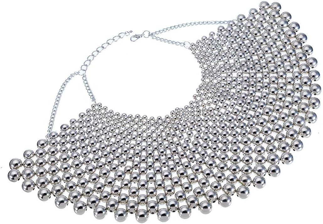Bib Collar Necklace Chunky CCB/Crystal/Pearl Resin Beads Chain Choker Statement Necklace Womens Fashion Jewelry Necklace