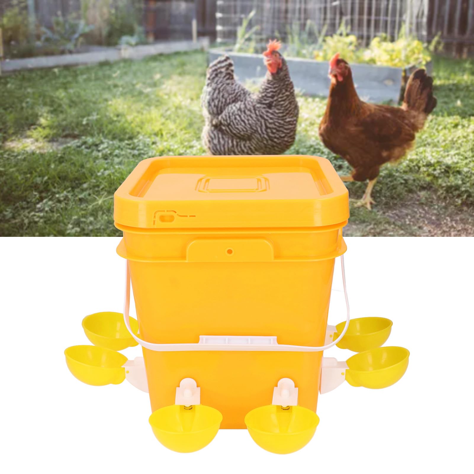 Akozon Juego de Dispensador Automático de Bebedero para Aves de Corral - Juego de Bebedero Automático para Pollos, Pavo de Ganso y Autorreposición de bajo Derrame -, Césped y Jardín (Tazas de Agua