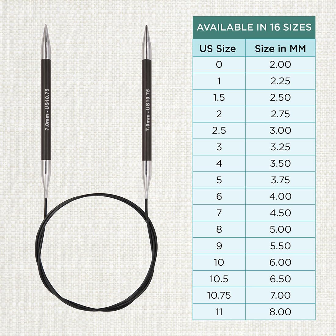 KnitPro Karbonz Fixed Circular Needle 24"(60cm) | US Size 10.75 (7mm)