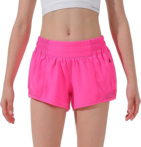 Aurefin Pantalones cortos atléticos para niñas, pantalones cortos ligeros para correr para niñas adolescentes, ropa deportiva activa con bolsillo