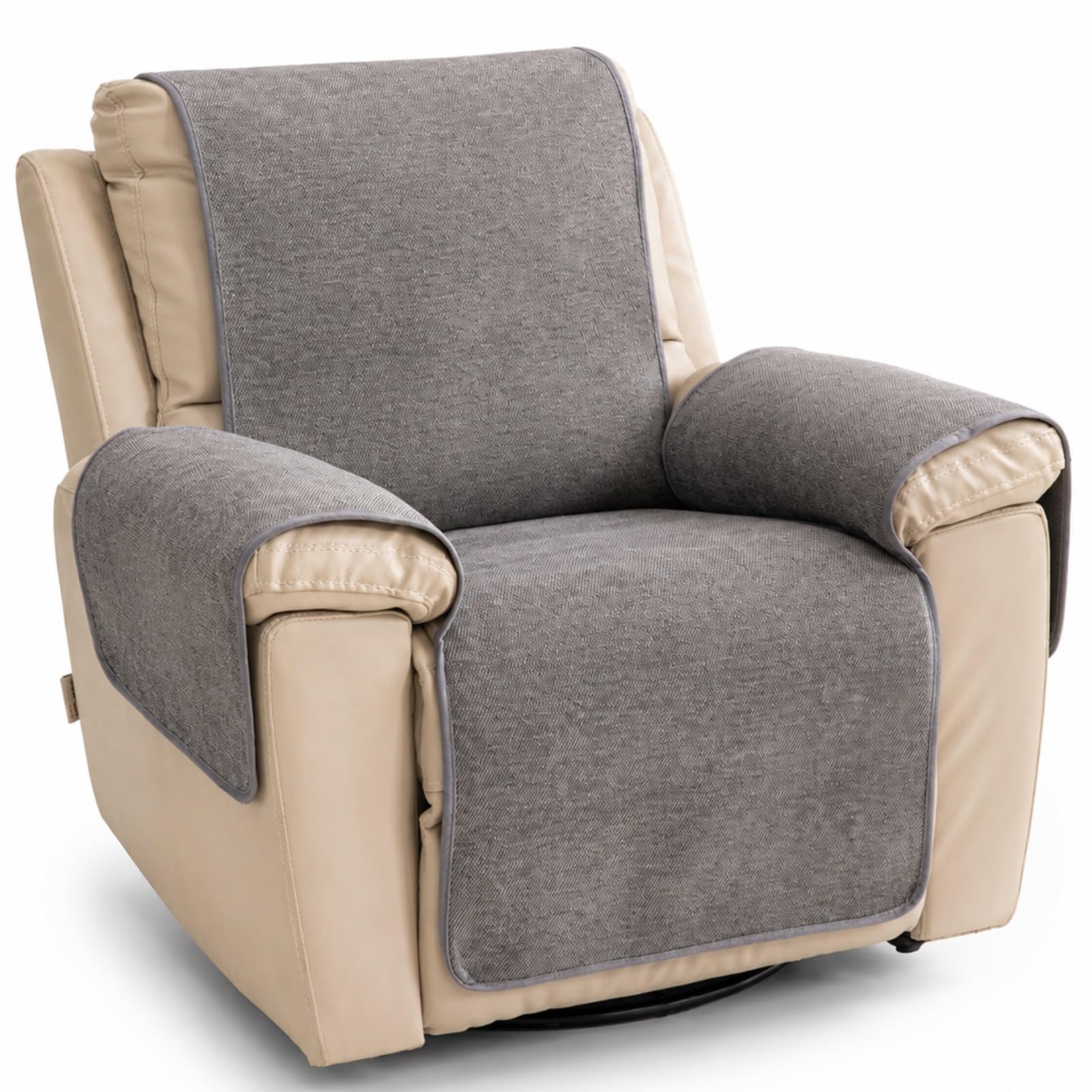 GZGLZDQ Recliner Chair Cover Non-slip, Armchair Cover Pet-safe Washable, Recliner Sofa Covers in Short Plush, Breathable Armchair Cover for Single Chairs Recliners Armchairs(F-gray)