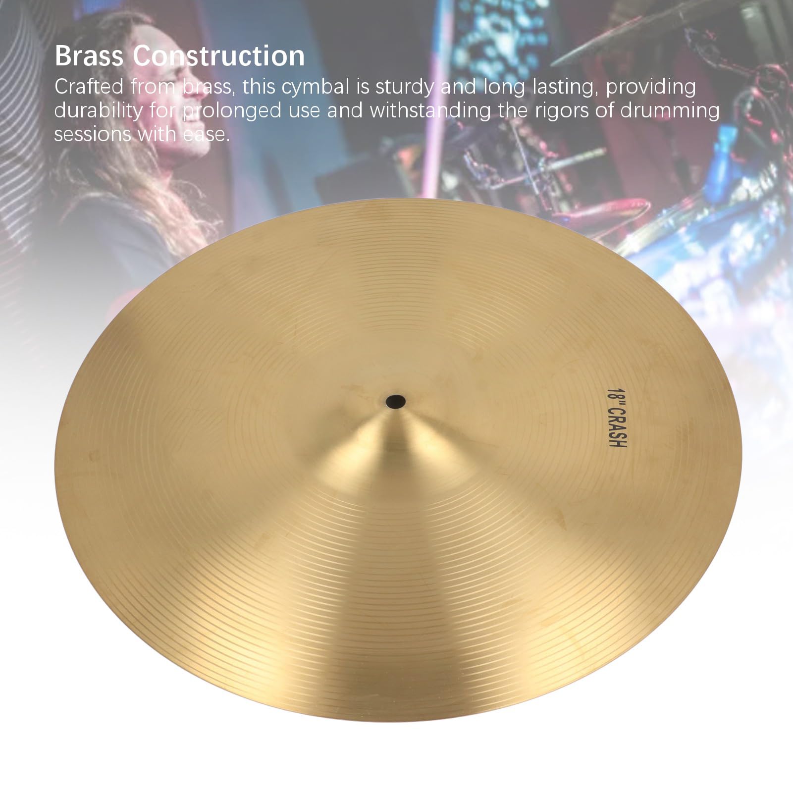 Piatto Crash Crisp, Piatto Crash Per Esercitazione, Piatto Per Batteria Jazz In Ottone Sonoro Per Appassionati Di Musica Professionisti (18 Inch)