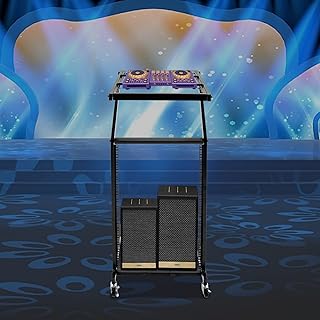 16U Rack Mount, Mixer Case Stand, Studio Equipment Cart, Stage Amp DJ Rolling Suitable for Performance Stages, Weddings, Concert Venues to Place Amplifiers, Processors, Keyboards