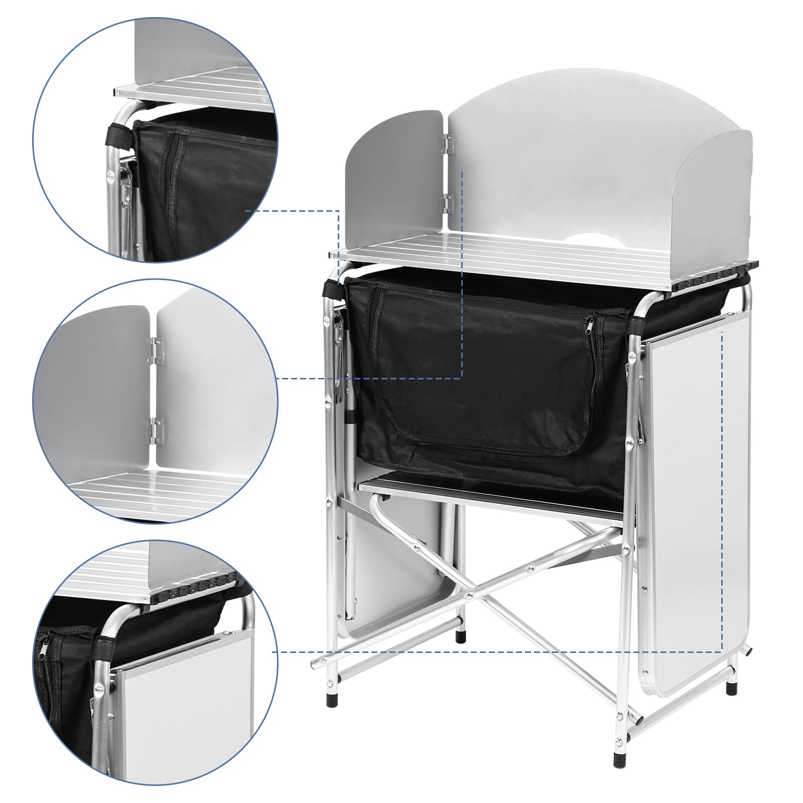 Cuisine de camping pliable, armoire de camping avec sac de transport, cuisine en aluminium, armoire de tente, boîte de cuisine