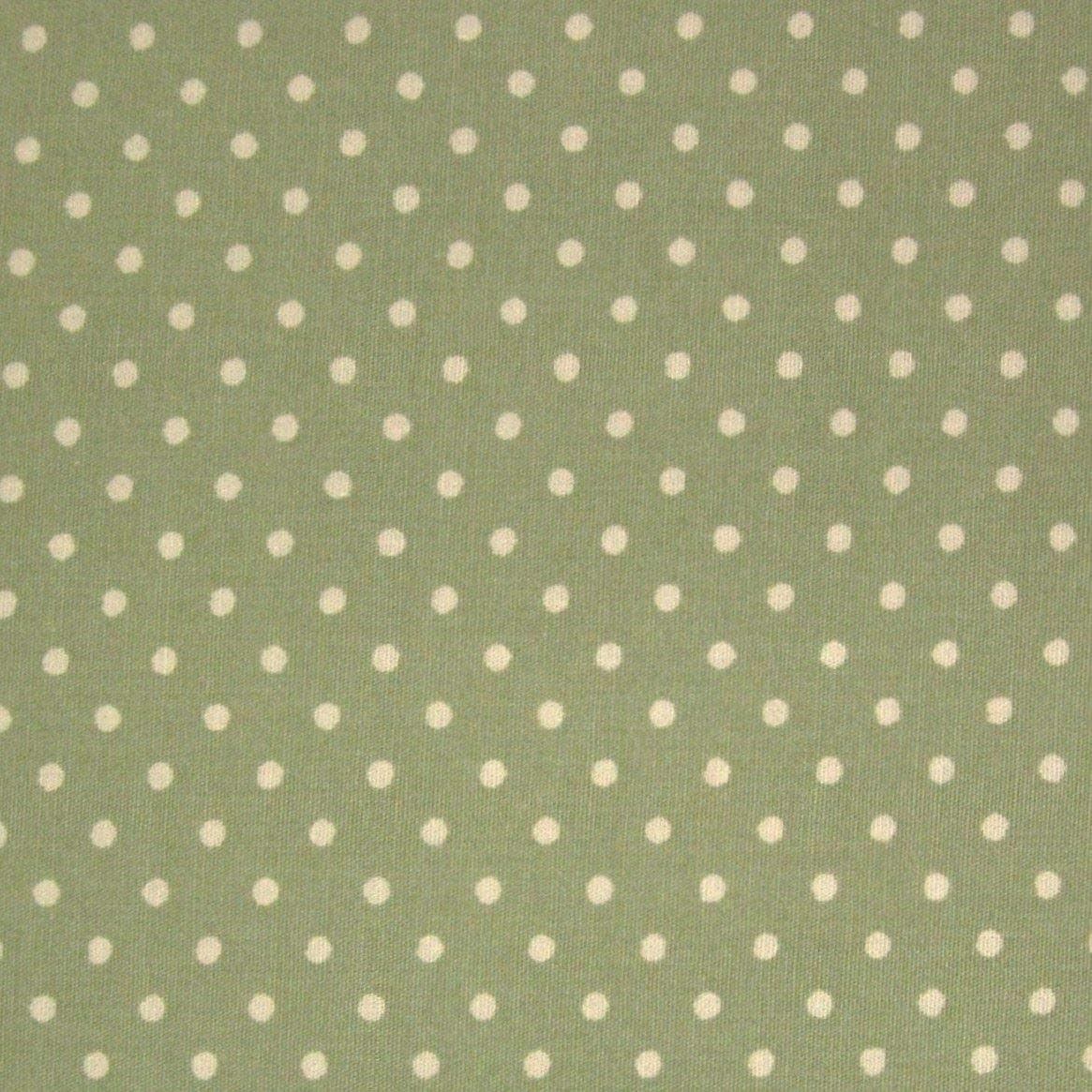 Sage Green 100% Cotton SML White Polka Dot Spot Fabric (Per Metre)